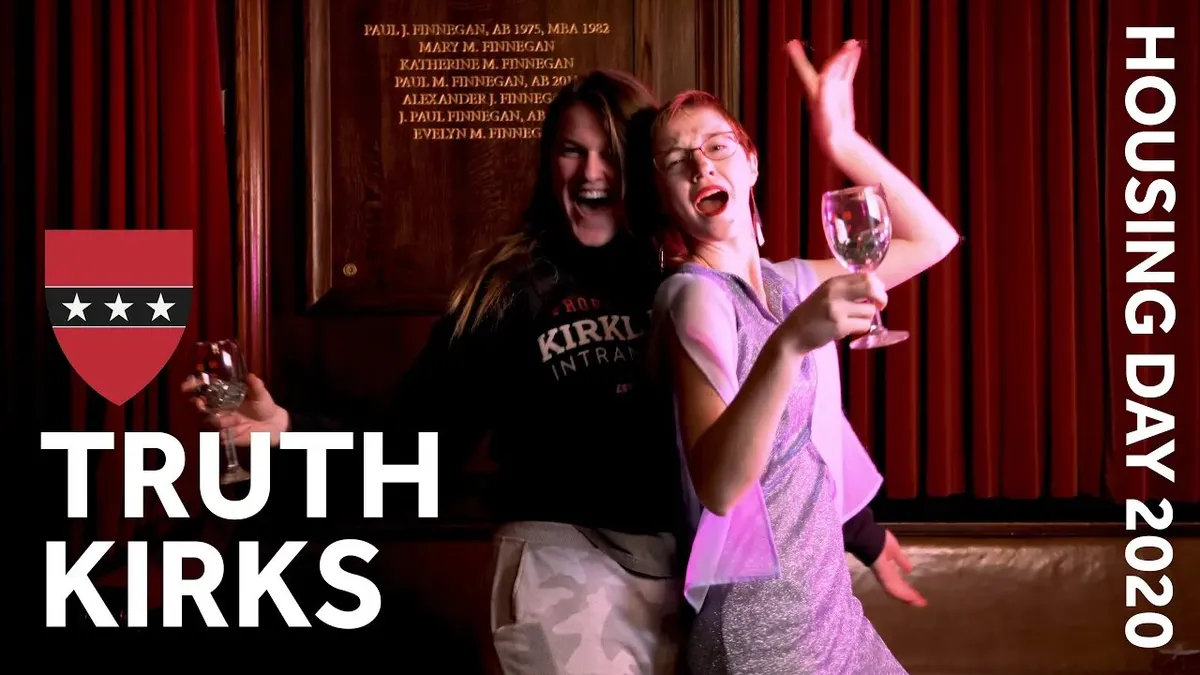 Still from the Truth Kirks music video shot at Harvard's Kirkland House.